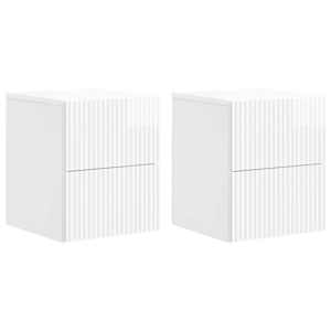 Stenski nočni omarici 2 pcs Bela visok sijaj 33 x 34,5 x 40 cm