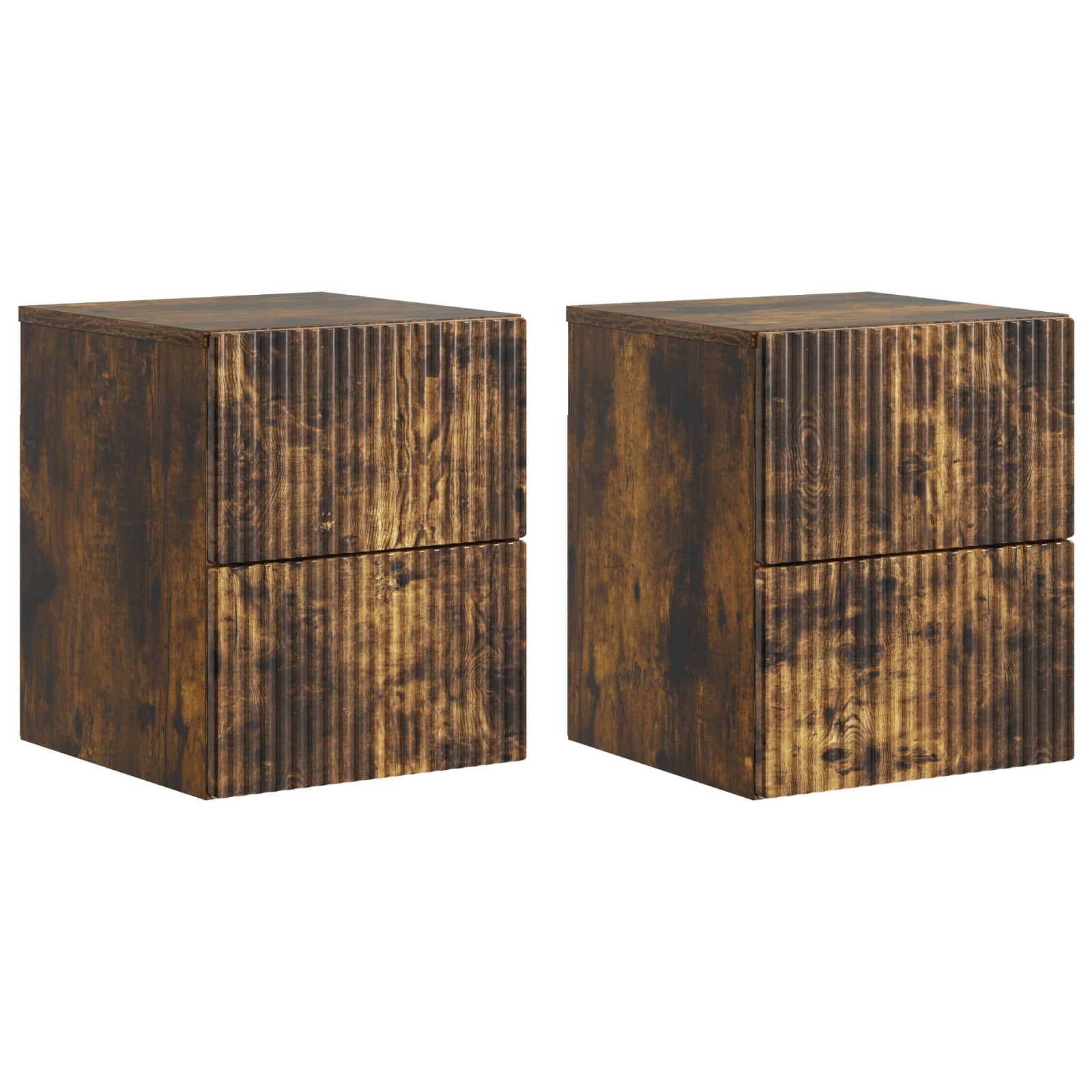 Nástěnný noční stolek 2 pcs Kouřový dub 33 x 34,5 x 40 cm