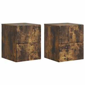 Nástěnný noční stolek 2 pcs Kouřový dub 33 x 34,5 x 40 cm - obrázek 2