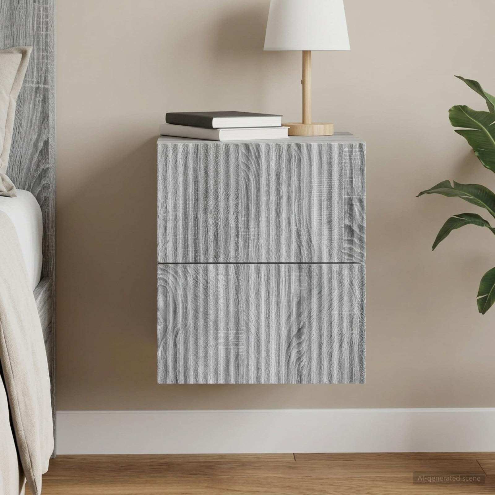 Τοίχου Κρεμαστό Κομοδίνο Γκρι Sonoma 33 x 34,5 x 40 εκ