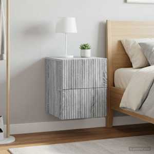 Stenski nočni omarici 2 kos Siva Sonoma 33 x 34,5 x 40 cm