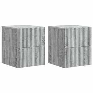 Nástěnný noční stolek 2 pcs Šedá sonoma 33 x 34,5 x 40 cm - obrázek 2