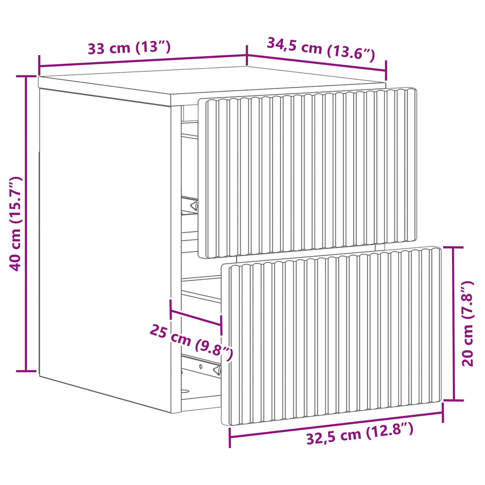 Stenski nočni omarici 2 pcs Siva Sonoma 33 x 34,5 x 40 cm - slika 9