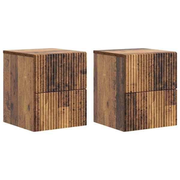 vidaXL Seinale kinnitatav &ouml;&ouml;tis 2 tk Vana puit 33 x 34,5 x 40 cm