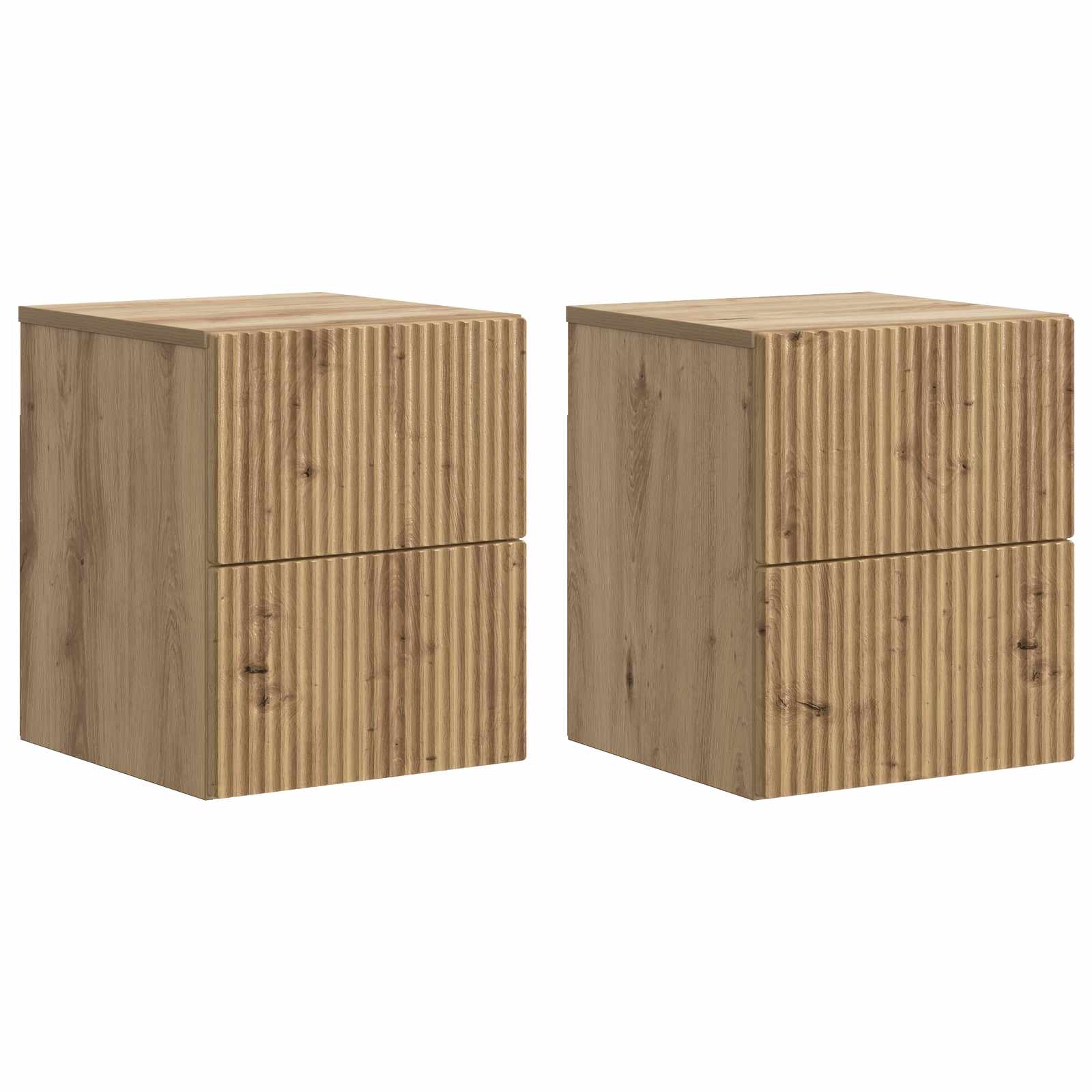 vidaXL Dulap de noapte suspendat 2 pcs Stejar Artizanal Lemn prelucrat
