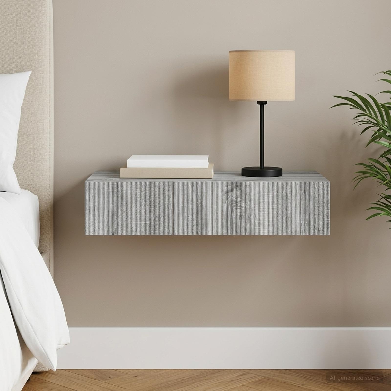 vidaXL Masă laterală montată pe perete Sonoma gri 87,5 x 34,5 x 17 cm