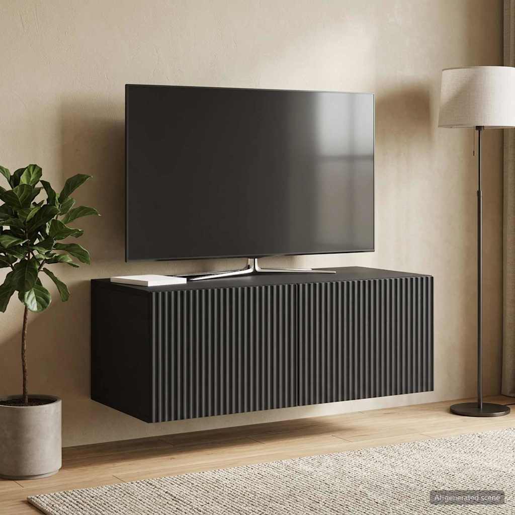 Seinälle asennettava TV-kaappi Musta 78,5 x 41 x 30 cm - Image 4