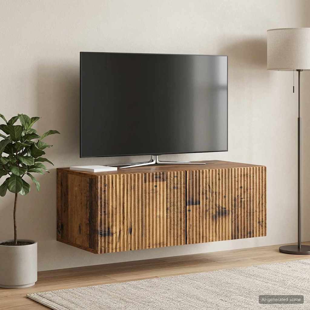 Seinälle asennettava TV-kaappi Vanha puu 78,5 x 41 x 30 cm - Image 4