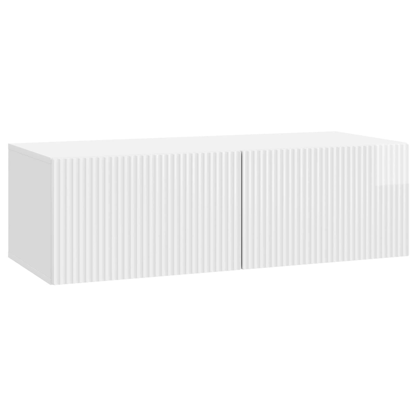 vidaXL Oglindă TV montată pe perete Alb foarte lucios 98 x 41 x 30 cm