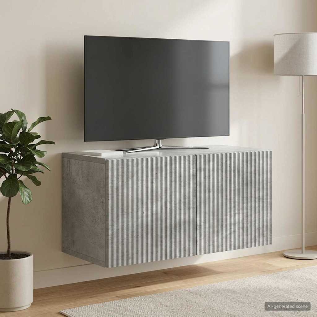 Seinälle asennettava TV-kaappi Betoninharmaa 59,5 x 31 x 30 cm - Image 4