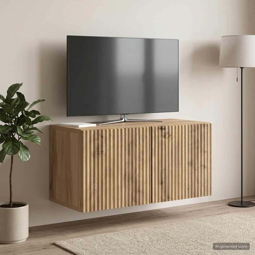 Seinälle asennettava TV-kaappi Artisaanitammi 59,5 x 31 x 30 cm - Image 4