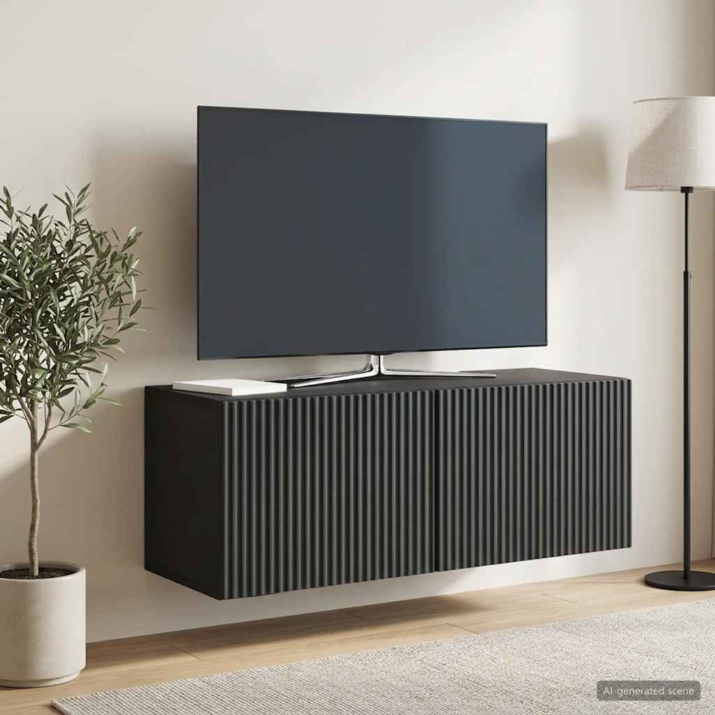 Seinälle asennettava TV-kaappi Musta 78,5 x 31 x 30 cm - Image 4