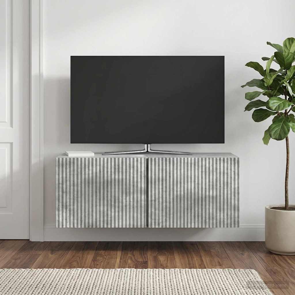 Seinälle asennettava TV-kaappi Betoninharmaa 78,5 x 31 x 30 cm - Image 4