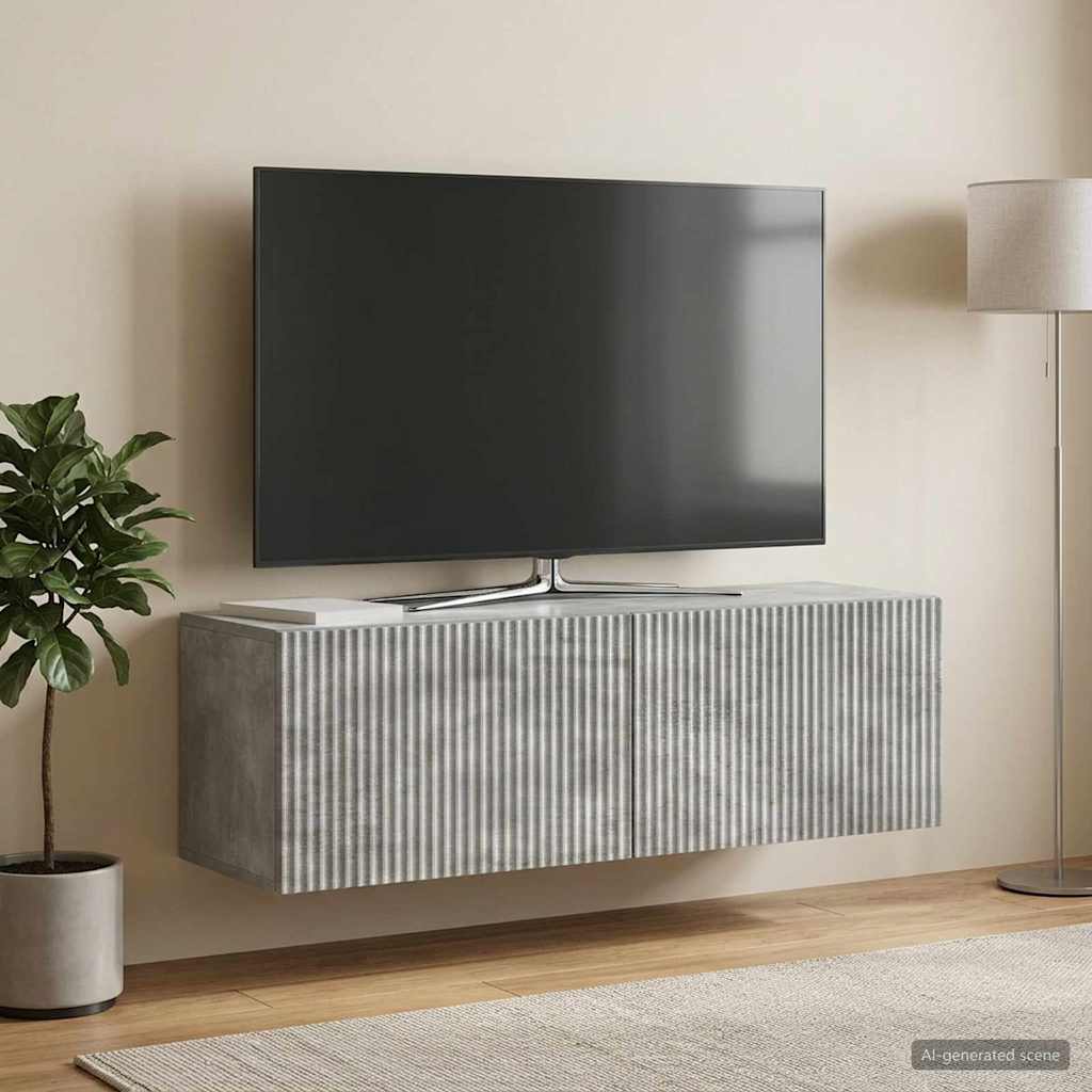 vidaXL Oglindă TV montată pe perete Gri Beton 98 x 31 x 30 cm