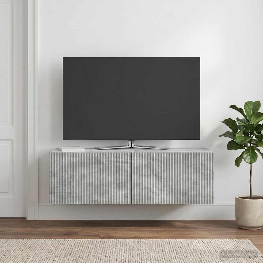 Seinälle asennettava TV-kaappi Betoninharmaa 98 x 31 x 30 cm - Image 4