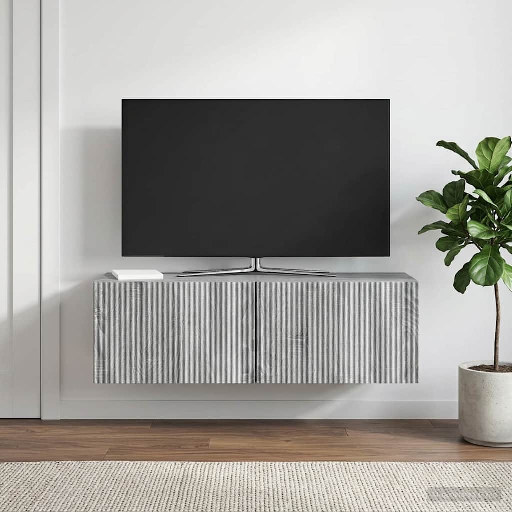Seinälle asennettava TV-kaappi Harmaa sonoma 98 x 31 x 30 cm - Image 4