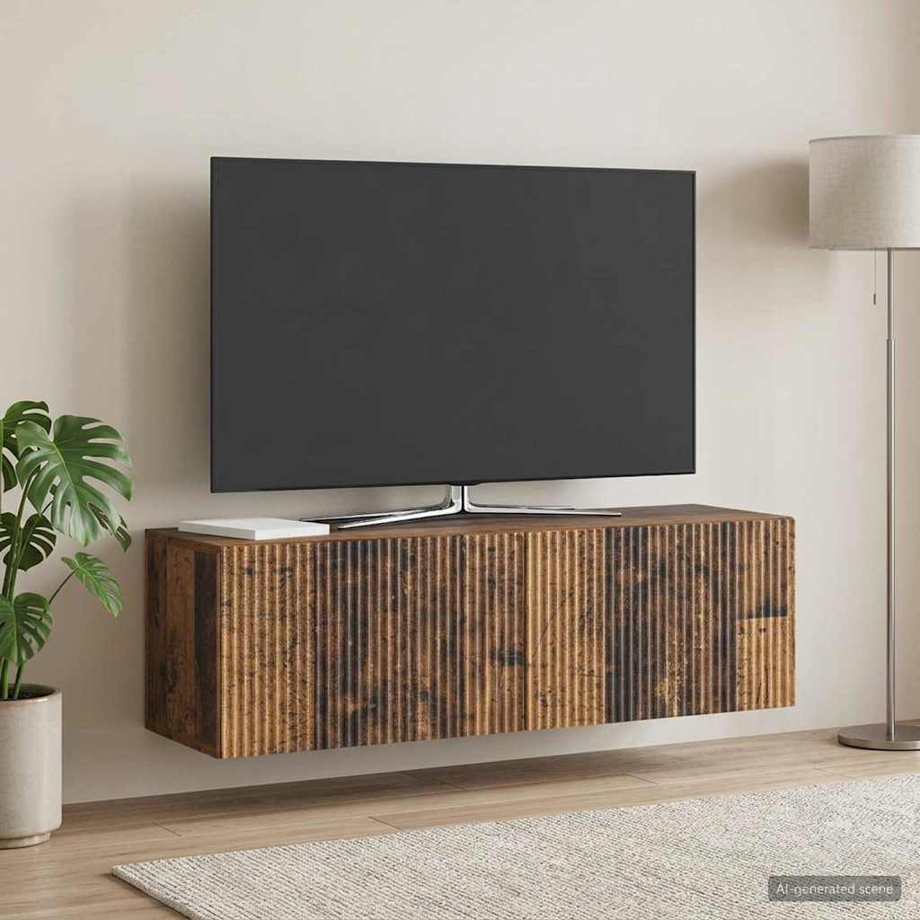 Seinälle asennettava TV-kaappi Vanha puu 98 x 31 x 30 cm