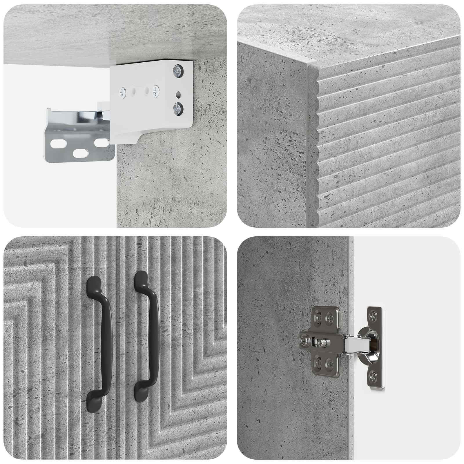 Omara za steno Betonsko siva 66 x 34,5 x 90 cm Inženirski les - slika 6