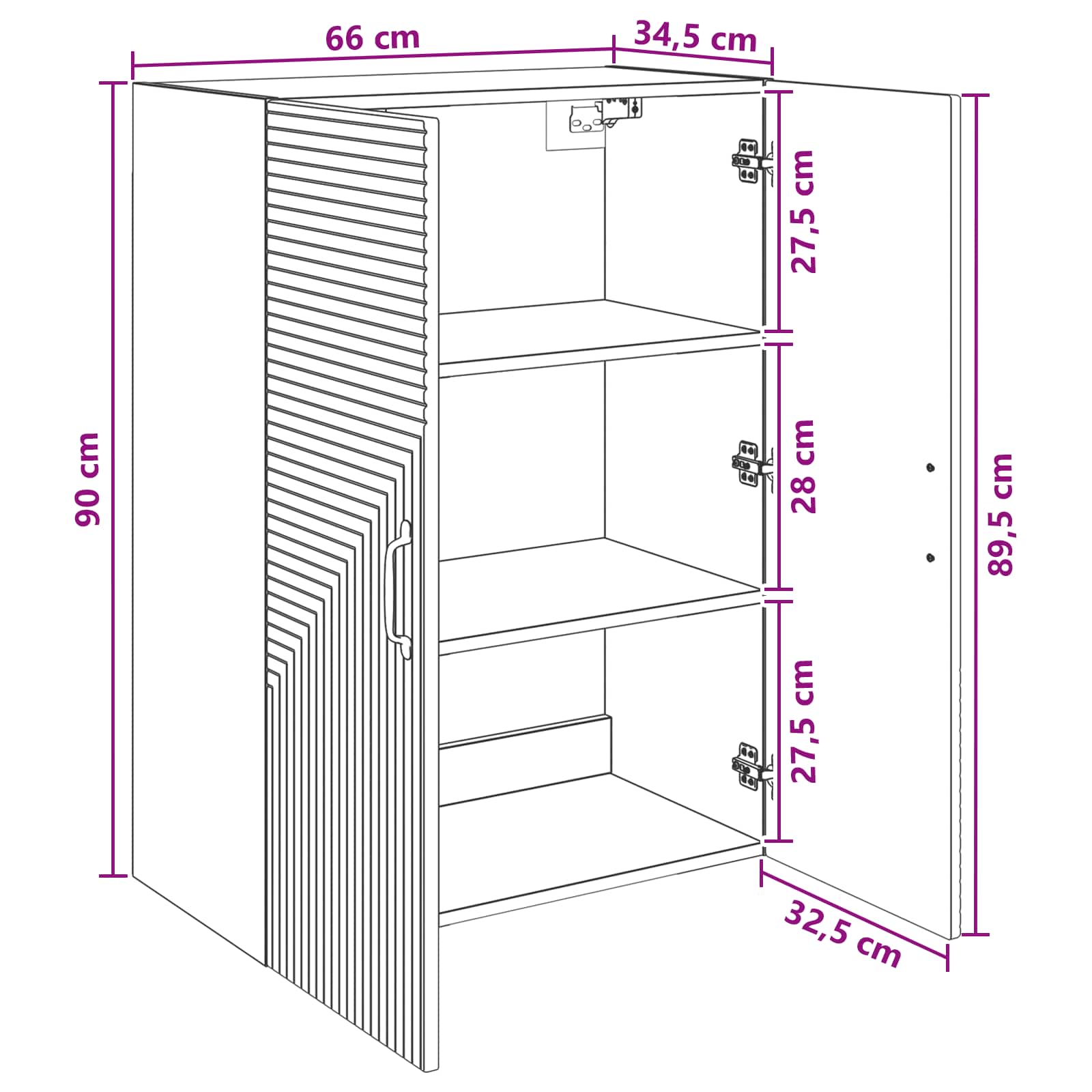 Omara za steno Dimljen hrast 66 x 34,5 x 90 cm Inženirski les - slika 7