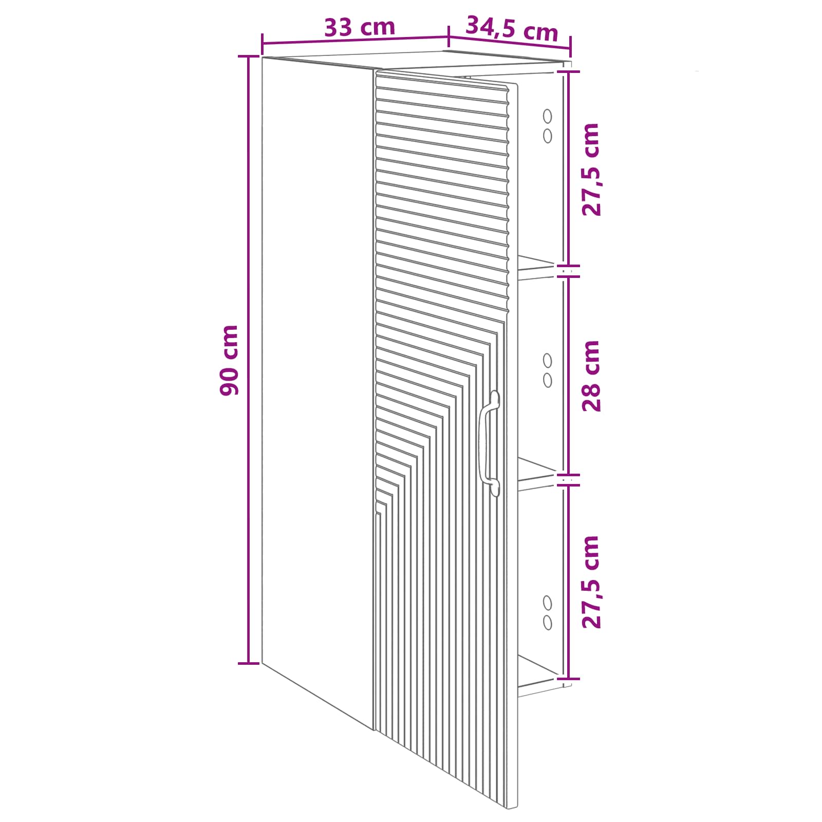Omara za steno Star les 33 x 34,5 x 90 cm Inženirski les - slika 8