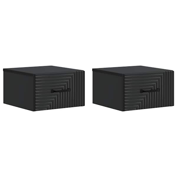 vidaXL Seinale kinnitatav &ouml;&ouml;tis 2 tk Must 34,5 x 33 x 20 cm Tehispuit