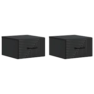 Stenski nočni omarici s predalom 2 pcs Črna 34,5 x 33 x 20 cm