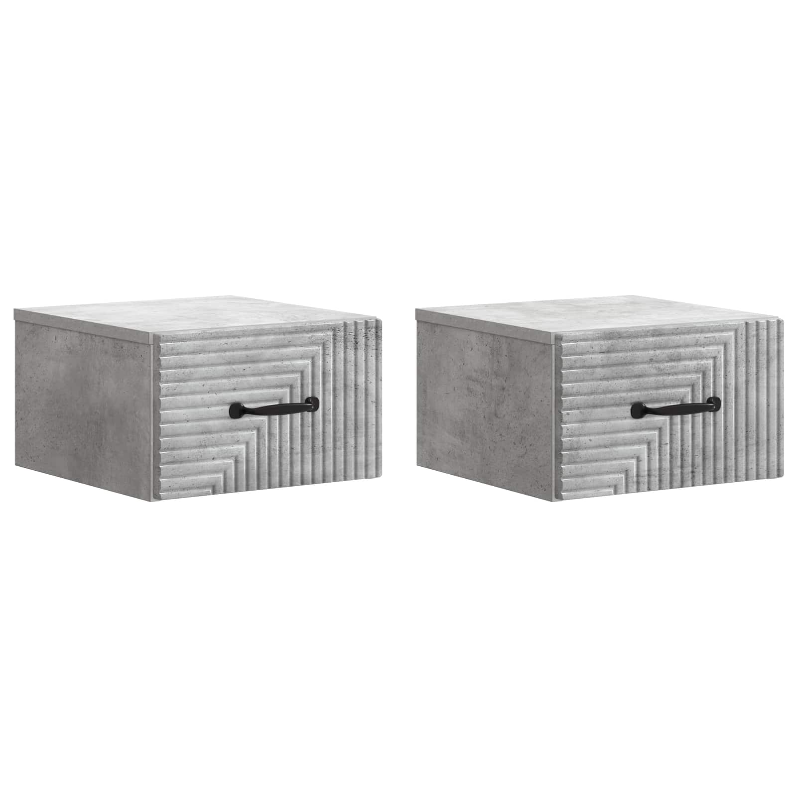 vidaXL Dulap de noapte suspendat 2 pcs Gri Beton 34,5 x 33 x 20 cm