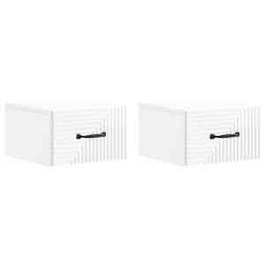 Stenski nočni omarici 2 pcs Bela visok sijaj 34,5 x 33 x 20 cm