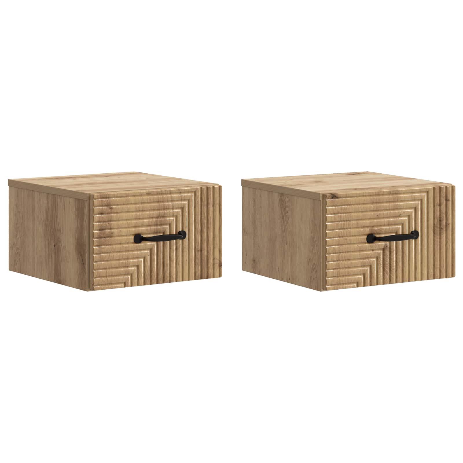 Seinälle Kiinnitettävä Yöpöytä 2 pcs Artisaanitammi