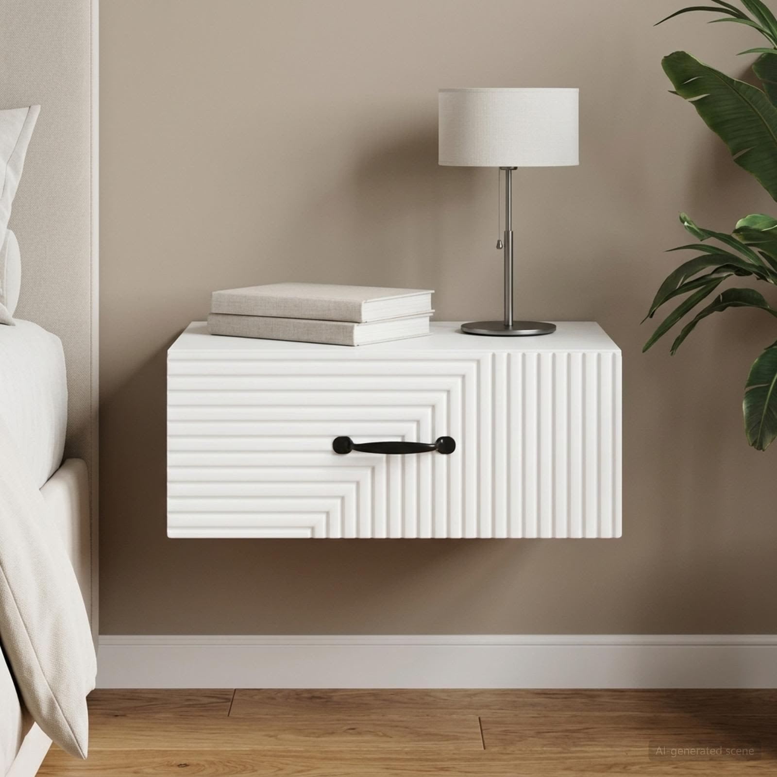 vidaXL Väggmonterat Sängbord Vit 49 x 34,5 x 20 cm Konstruerat trä