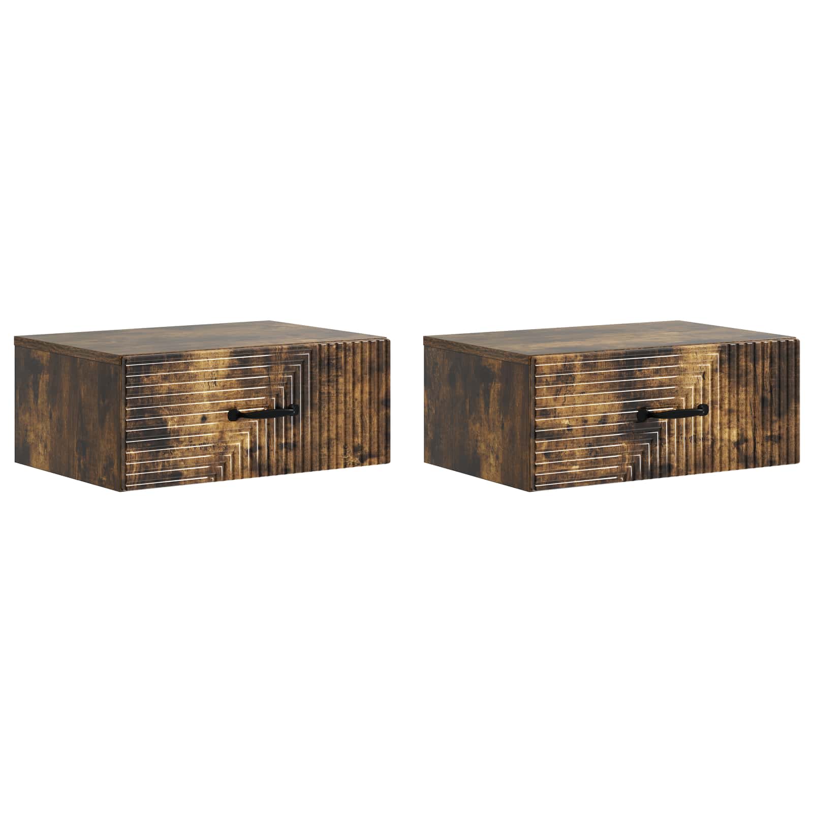 Nástěnný noční stolek 2 pcs Kouřový dub 49 x 34,5 x 20 cm