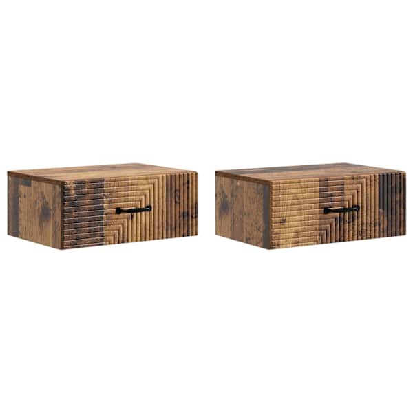 vidaXL Seinale kinnitatav &ouml;&ouml;tis 2 tk Vana puit 49 x 34,5 x 20 cm