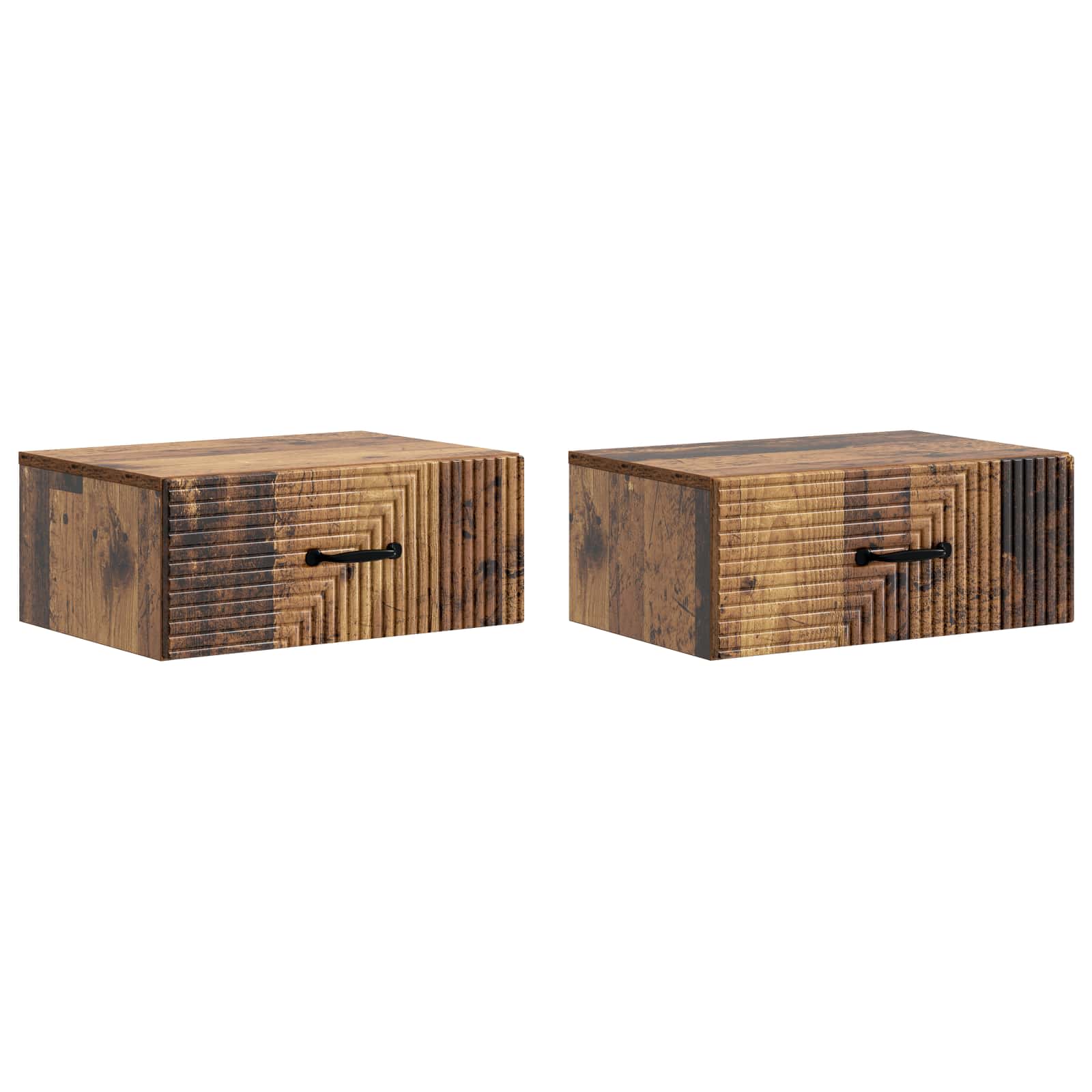 vidaXL Dulap de noapte suspendat 2 pcs Lemn vechi 49 x 34,5 x 20 cm
