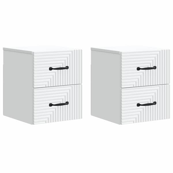 vidaXL Seinale kinnitatav &ouml;&ouml;tis 2 tk Valge 34,5 x 33 x 40 cm Tehispuit