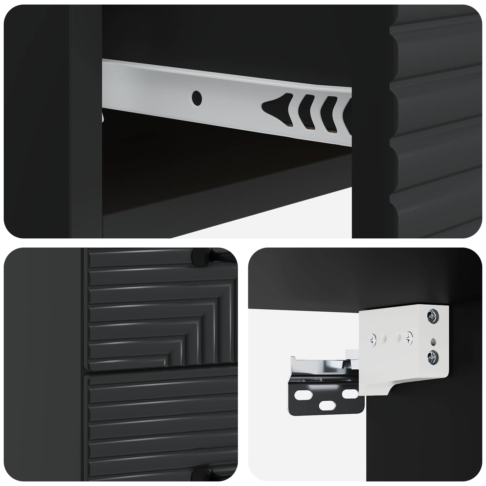 Stenski nočni omarici s predalom 2 pcs Črna 34,5 x 33 x 40 cm - slika 8