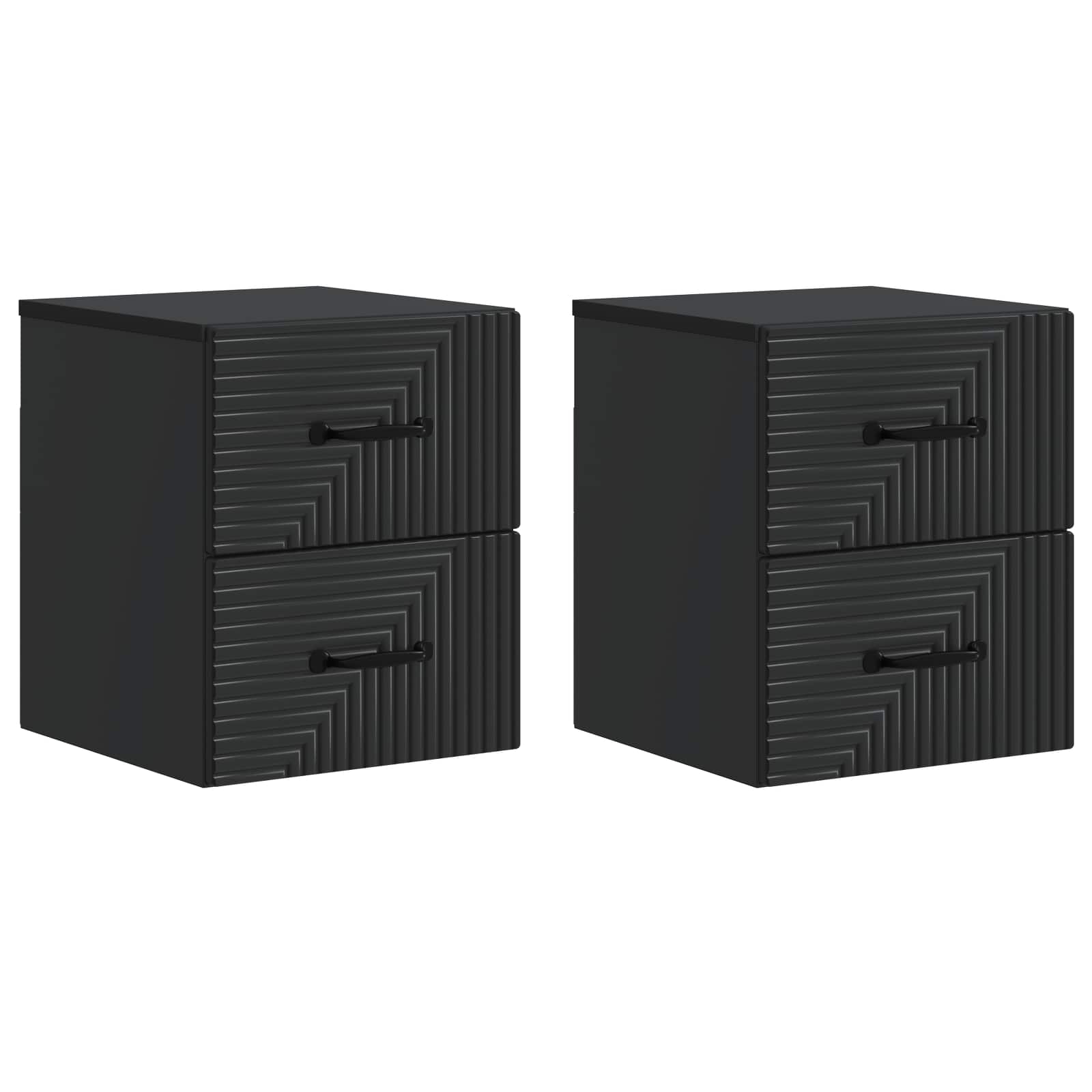 Stenski nočni omarici s predalom 2 pcs Črna 34,5 x 33 x 40 cm