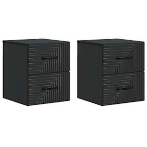 Stenski nočni omarici s predalom 2 pcs Črna 34,5 x 33 x 40 cm