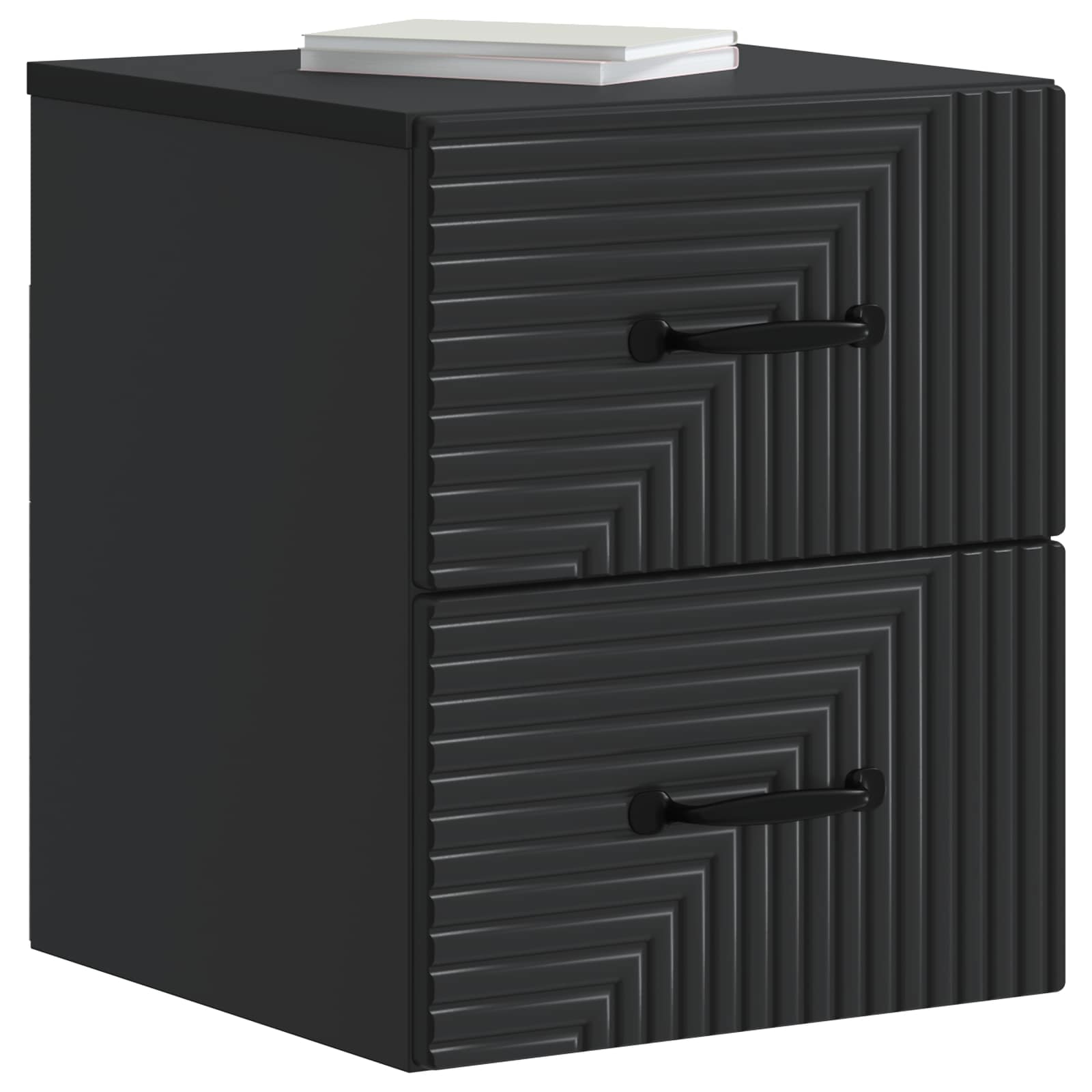 Stenski nočni omarici s predalom 2 pcs Črna 34,5 x 33 x 40 cm - slika 2