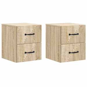 Stenski nočni omarici 2 pcs Sonoma hrast 34,5 x 33 x 40 cm