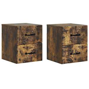 Nástěnný noční stolek 2 pcs Kouřový dub 34,5 x 33 x 40 cm - obrázek 2