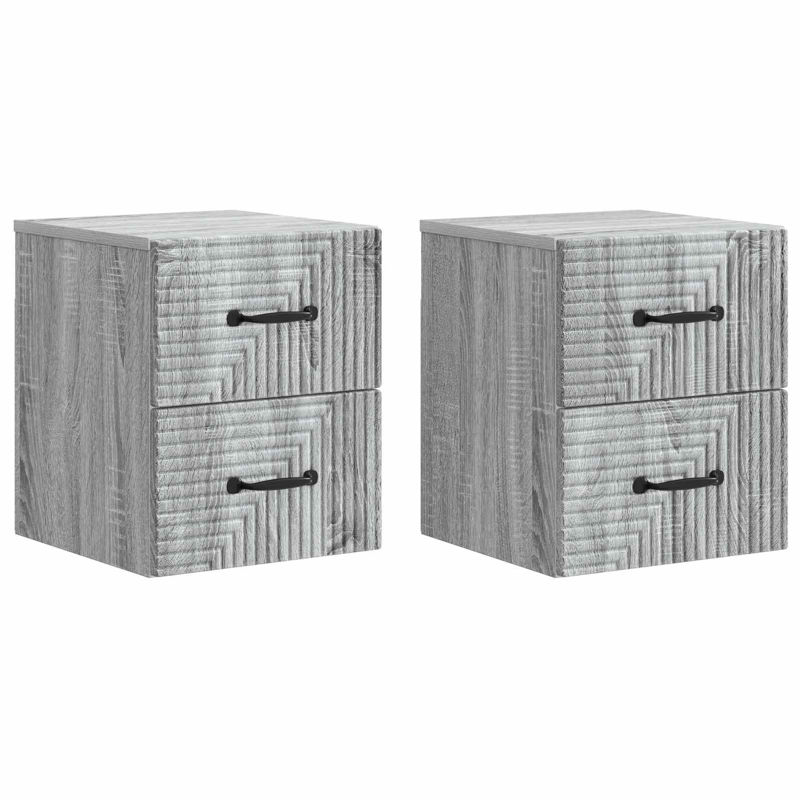 Stenski nočni omarici 2 pcs Siva Sonoma 34,5 x 33 x 40 cm