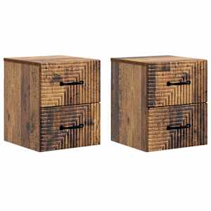 Nástěnný noční stolek 2 pcs Staré dřevo 34,5 x 33 x 40 cm - obrázek 2