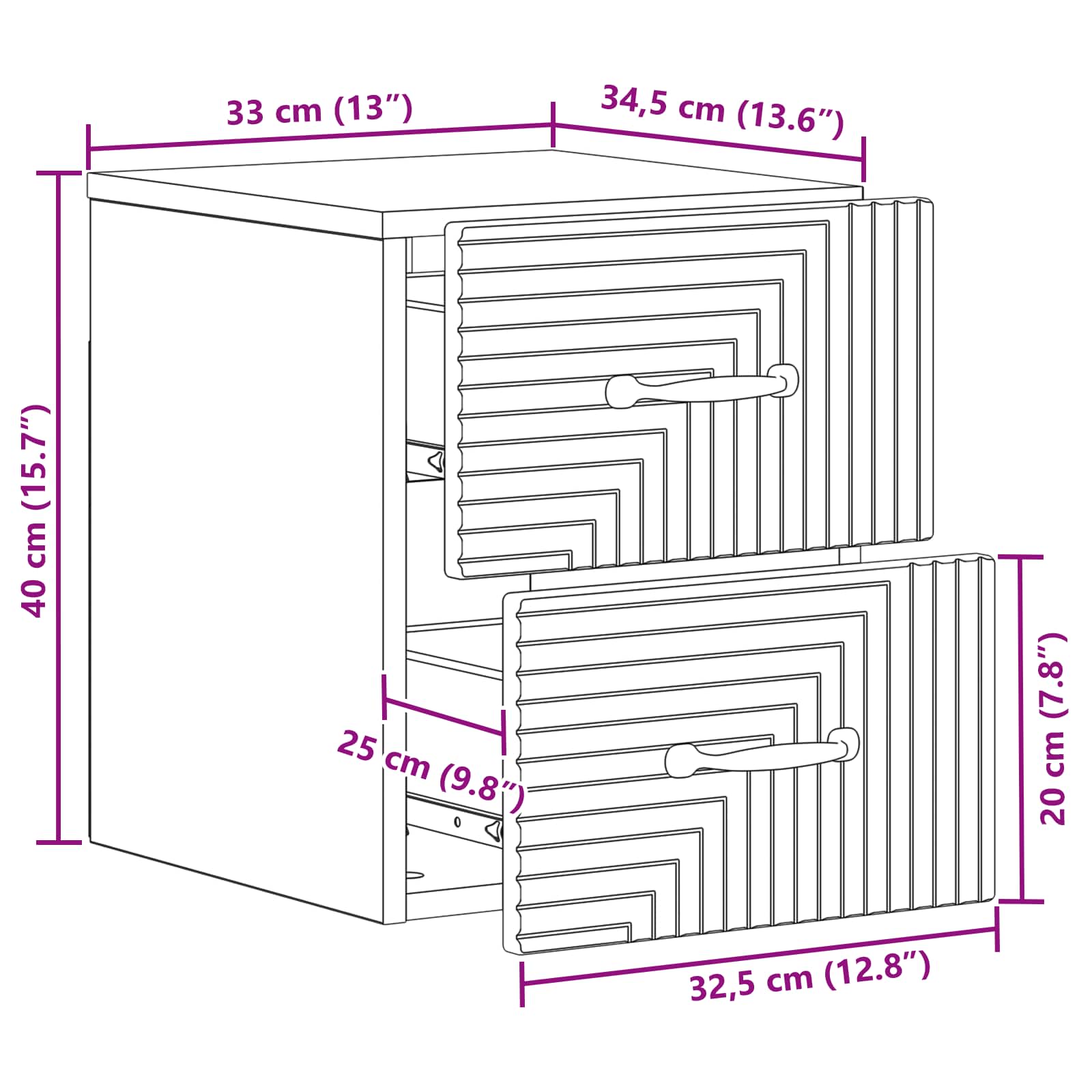 Stenski nočni omarici 2 pcs Star les 34,5 x 33 x 40 cm - slika 9