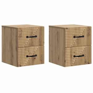 Stenski nočni omarici 2 pcs Artisan hrast 34,5 x 33 x 40 cm