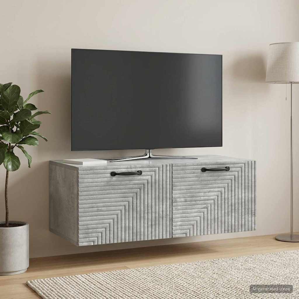 Seinälle asennettava TV-kaappi Betoninharmaa 78,5 x 41 x 30 cm - Image 4