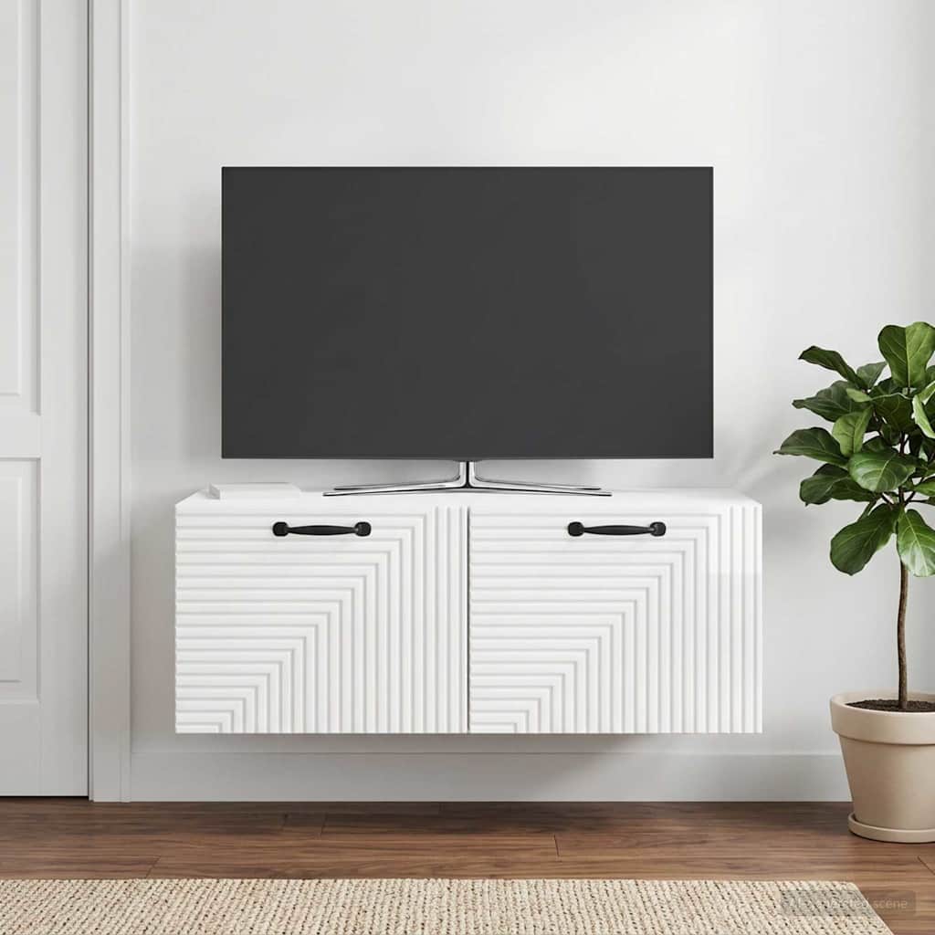 Omarica za TV, ki jo lahko montiraš na steno Bela visok sijaj - slika 4