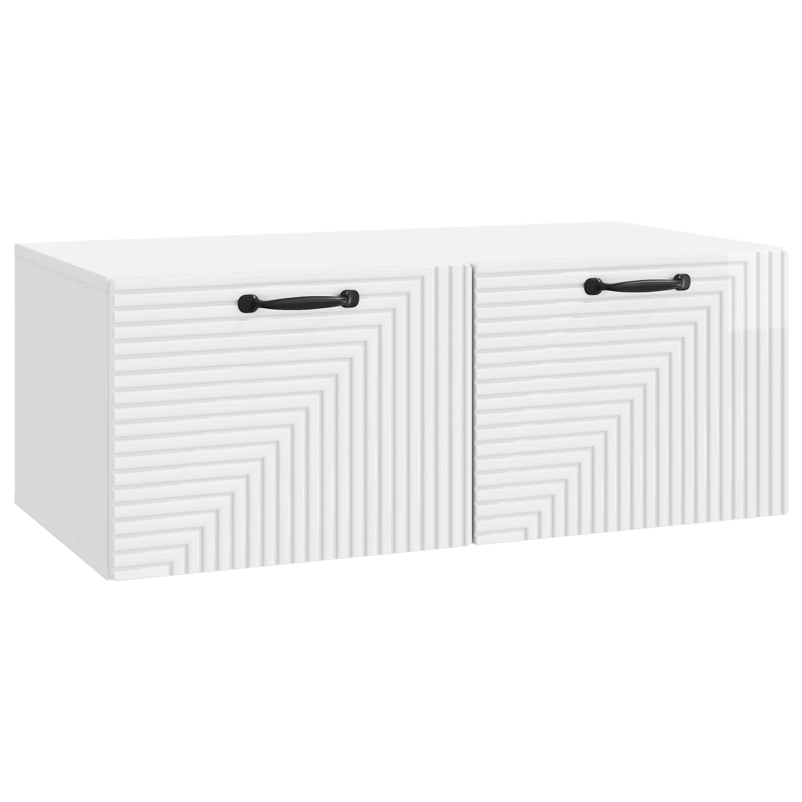 vidaXL Oglindă TV montată pe perete Alb foarte lucios Lemn prelucrat