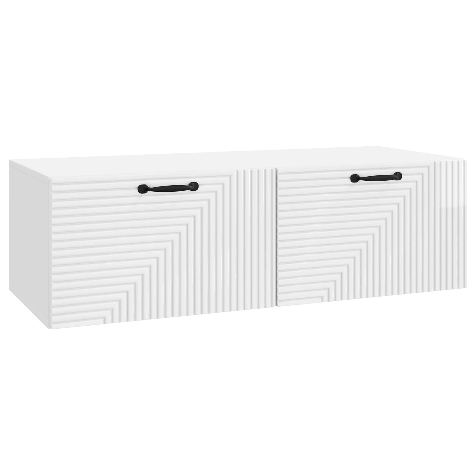 vidaXL Oglindă TV montată pe perete Alb foarte lucios 98 x 41 x 30 cm