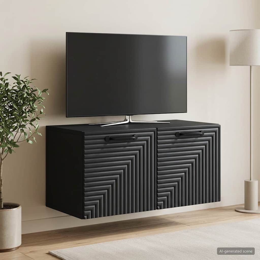 Seinälle asennettava TV-kaappi Musta 59,5 x 31 x 30 cm - Image 4