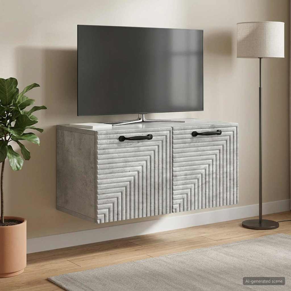 Seinälle asennettava TV-kaappi Betoninharmaa 59,5 x 31 x 30 cm - Image 4